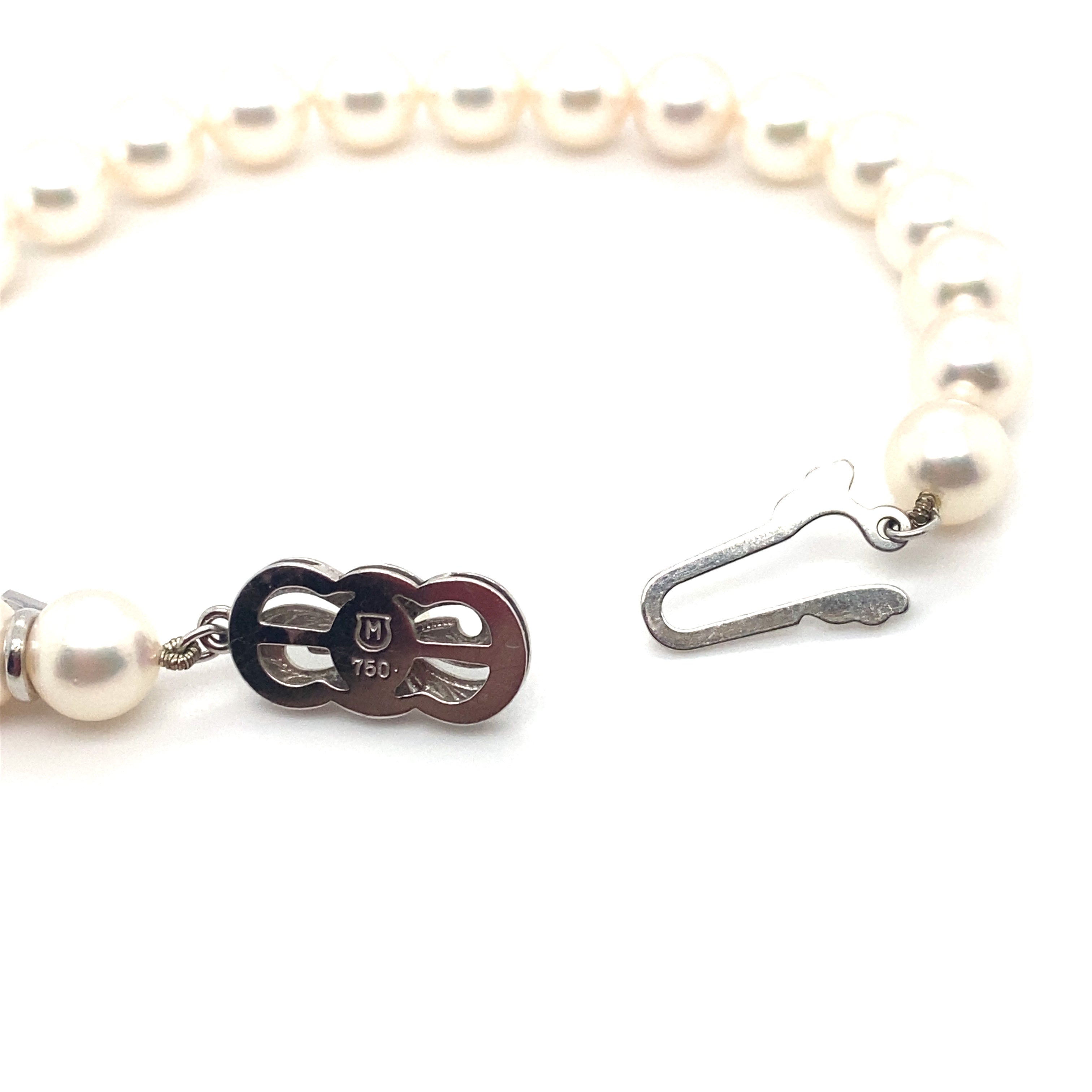 Estate Mikimoto Cultured Pearl Triple Strand Bracelet 7.25